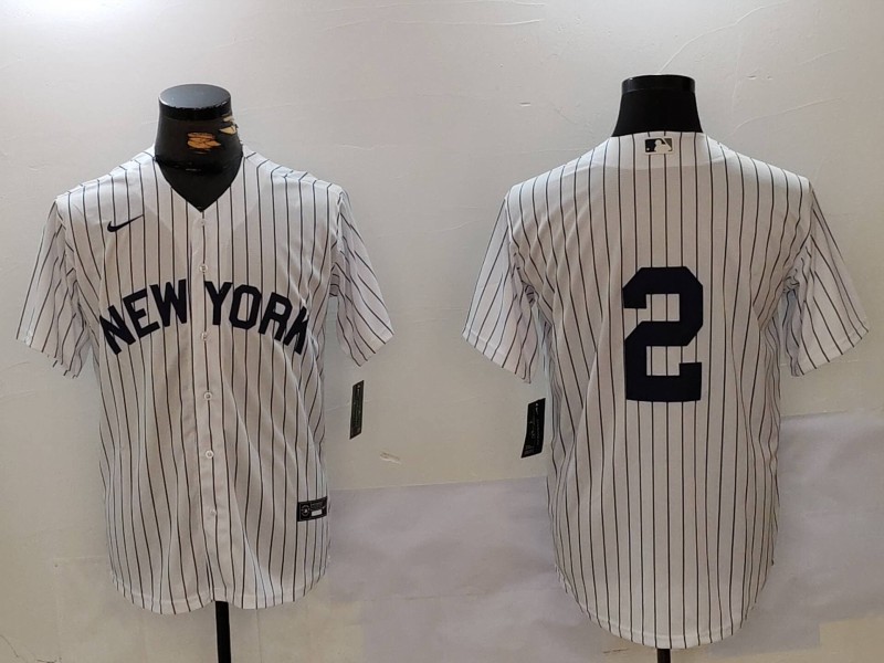 Men New York Yankees 2 No Name White stripe Game 2024 Nike MLB Jersey style 910